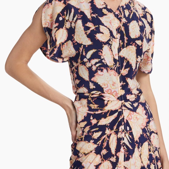 A.L.C. Floral Midi Skirt in Navy and Pink - Picture 4 of 11